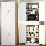 GTFURNI 71" Farmhouse Storage Cabinet with 4 Doors & Drawer, Adjustable Shelves Kitchen Pantry Cupboard, Freestanding Cabinet for Dining Room/Living Space, White GTFURNI