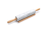 Fox Run Polished Marble Rolling Pin with Wooden Cradle, 10-Inch Barrel, White Fox Run
