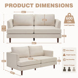 Furnimart Loveseat Sofa 66" W, Deep Seat Sofa for Living Room, 2-Seat Mid Century Couch, Comfy Cloud Couch with Removable Upholstered Cushion Cover, Modern Sofa for Office, Apartment, Bedroom, Beige Furnimart