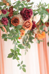 Ling's Moment 6.5FT Backdrop Floral Garland Artificial Wedding Arch Flowers Sage Green Decor, Orange Ceremony Reception Hanging Eucalyptus Rose Arbor Arrangement Outdoor Party Swag Home Decorations Ling's Moment