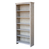 IC International Concepts Shaker Bookcase Solid Real Wood, Sturdy Parawood, 72 Inch, Washed Gray Taupe IC INTERNATIONAL CONCEPTS