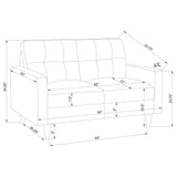 Coaster Home Furnishings - Watsonville - Wood & Fabric - Upholstered Tufted Loveseat with Track Arms, and Accent Pillows - Living Room - Gray - 552002 Coaster Fine Furniture