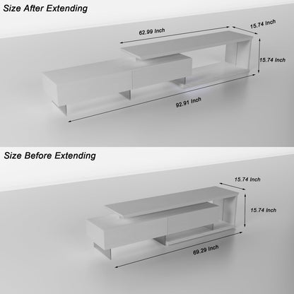 YESER TV Stands for Living Room, Extendable Entertainment Center TV Console with Storage, LED TV Stand for 55/65/75/85/95 Inch TV, Gaming Media Console Table for Living Room Bedroom, White