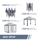 Wonlink 11x11 FT Gazebo Tent, Outdoor Tents for Parties with Mosquito Netting, Folding Heavy Duty Height Adjustable Canopy Tent for Patio Backyard Garden Wonlink