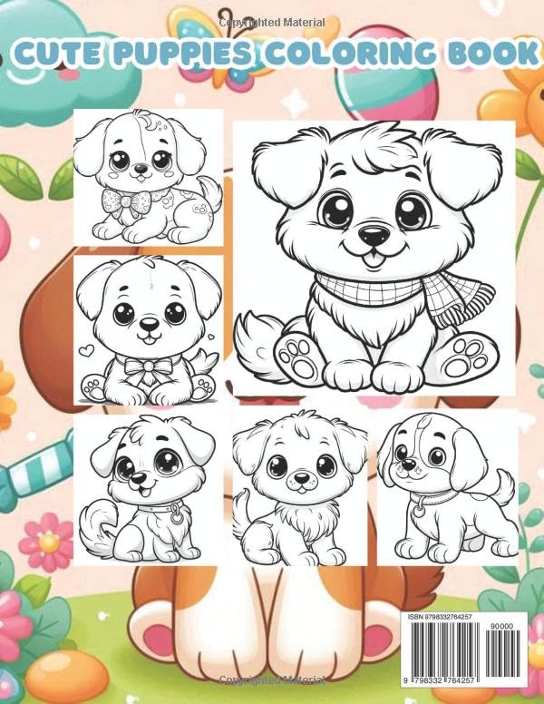 Puppies Coloring Book: Enchanting 50 Cute Puppies Illustrations For Kids, Teens, Girls And Boys, Ages 8-12