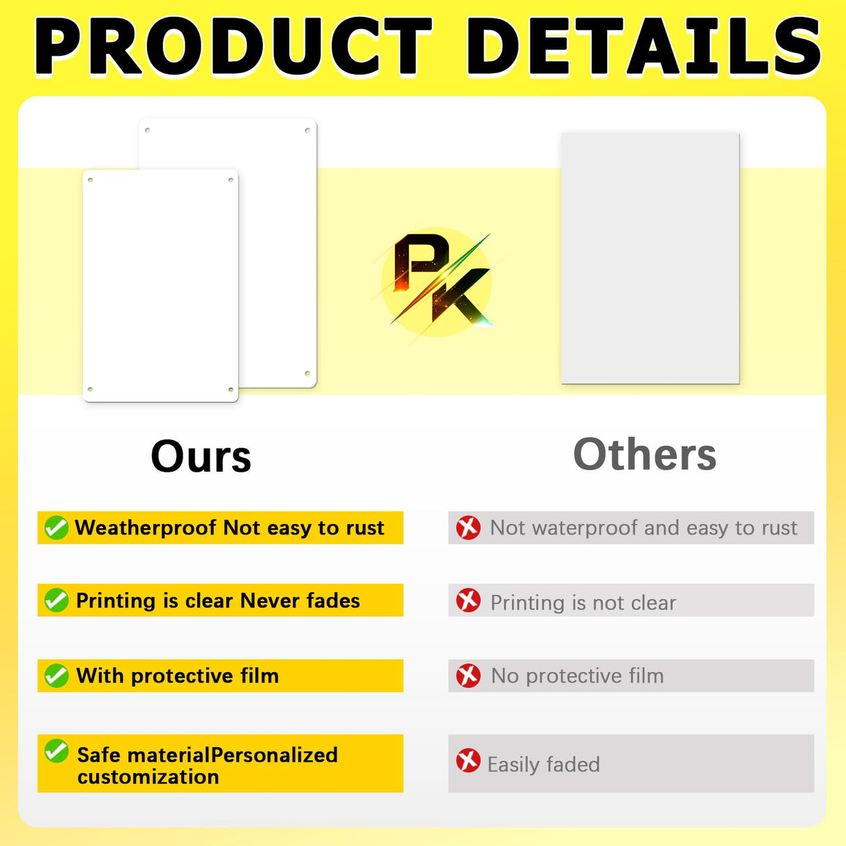 10 Pack 10"x 7" Sublimation Metal Sign Blank, 0.45mm White Blank Metal Sign Aluminum Metal Signs for Parking Garden Advertising Sign OIOIPPIO