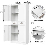 BESFUR Metal Storage Cabinet, Locking Storage Cabinet with Drawers and Adjustable Shelves for Garage, Office, Classroom- White BESFUR