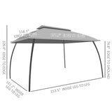 Outsunny 10' x 13' Patio Gazebo, Outdoor Gazebo Canopy Shelter with Netting, Vented Roof, Steel Frame for Garden, Lawn, Backyard, and Deck, Beige Outsunny