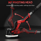 IMQUALI Drywall Sander with Vacuum Dust Collector(02/11/2025 Upgraded) 8-Amp Popcorn Ceiling Removal Tool with 7 Variable Speed 800-1800RPM, Extendable Handle, LED Light, 12pcs Sanding Discs, Red IMQUALI