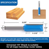 1/4 Straight Router bit Set, Newdeli Double Flute Straight Bit Set in Carbide Tipped, Woodwork Carbide Wood Milling Cutter Woodworking Tools Newdeli