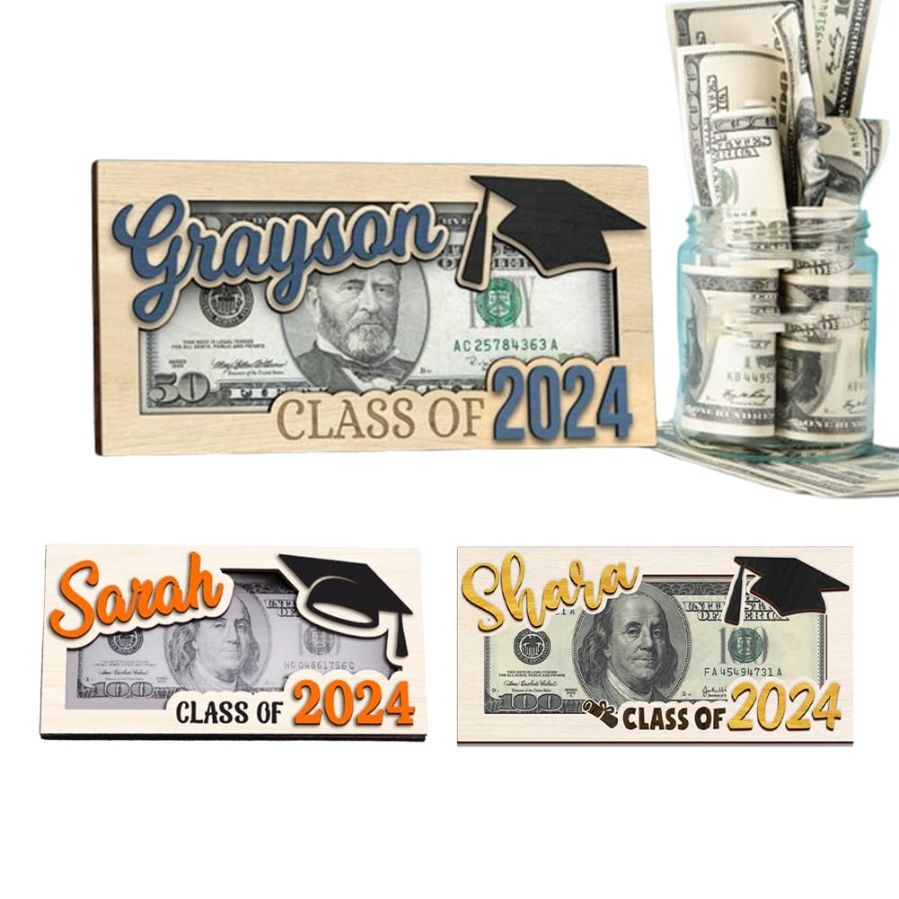 Creative Graduation Money Holders, Personalized Graduation Money Holder, Custom Wooden Graduation Card Box Cash Holder, Graduation Cash Holder Envelope Class of 2024 for Graduates - WoodArtSupply