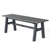VINGLI 47” Outdoor Bench Garden Bench HDPE Porch Bench w/Metal Legs, Poly Lumber Patio Bench, 660 LBS Capacity Outdoor Backless Bench(Grey) VINGLI