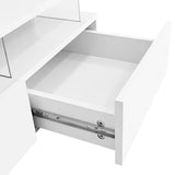 Merax Coffee Table, High-Gloss Finish Lift-Top Coffee Table with 2 Drawers and Hidden Space, Modern Center Table with Glass Tabletop & LED Lights for Living Room (White) Merax