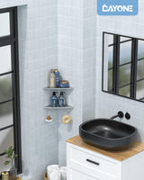 DAYONE 2 Pack Corner Shower Shelves 10", Chrome 304 Stainless Steel Recessed Bathroom Shelf with Razor Holding Hole and 2 Hools, for Tiled Wall No Drilling Needed DAYONE