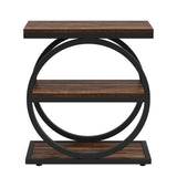 Tribesigns End Table Set of 2, Narrow End Table with 3 Storage Shelves, Wooden Side Table, Industrial Small Sofa Side Table for Living Room, Slim Nightstand and Bedside Table for Bedroom Tribesigns