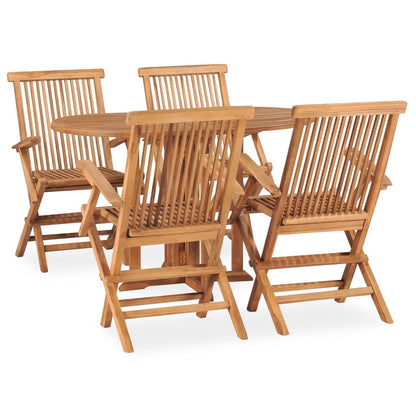 BIGTO 5 Piece Folding Patio Dining Set Solid Teak Wood Garden Table and Chair Set Outdoor Furniture Sets A