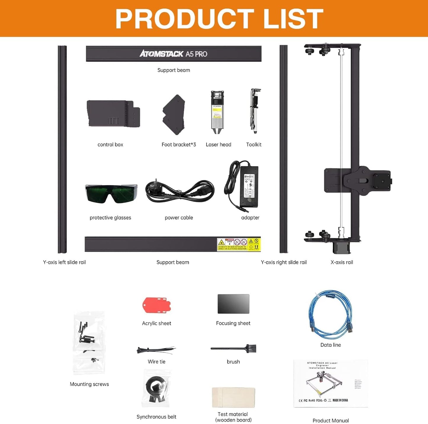 Refurbished ATOMSTACK A5 PRO Laser Engraver and Cutter,Class 4,5000mW Output Power Laser Cutter, 40W Higher Accuracy Laser Engraving Cutting Machine for Wood and Metal - WoodArtSupply