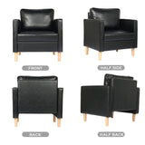 STHOUYN Black Faux Leather Accent Chairs Set of 2 Small Living Room Bedroom Chairs, Comfy Reading Chair Single Sofa for Adults, Suitable Small Spaces Office Couch, Easy Assembly STHOUYN