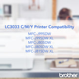 Brother Genuine LC30333PKS 3-Pack, Super High-yield Color INKvestment Tank Ink Cartridges; Includes 1 Cartridge each of Cyan, Magenta & Yellow, Page Yield Up to 1,500 Pages/Cartridge, LC3033 Brother