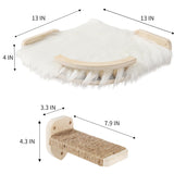 COOLEX Cat Wall Shelves - 3 Steps Scratch Post & Hammock Bed with Plush Cover, Climbing Shelf for Indoor Cats (Wood) COOLEX