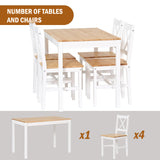 SogesHome 5-Pieces Dining Table Set, Kitchen Table and 4 Chairs for Home, Kitchen Dining Room Table Set for Home, Restaurant, Oak&White SogesHome