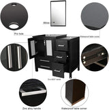 60" Black Bathroom Vanity,Double Vanity,0.5"Tempered Glass Vessel Sink (Light Blue),ORB Faucet,Drain Parts,Bathroom Vanity Top,Glass Sink Bowl,Vanity Pedestal,Mounting Ring Include,Mirror Not Included U-Eway