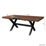 Aimery 59"-76" Extendable Dining Table for 4-8 Person, Space-Saving Extra Long Transformer Table with Extension Leaves Holder, Walnut Aimery