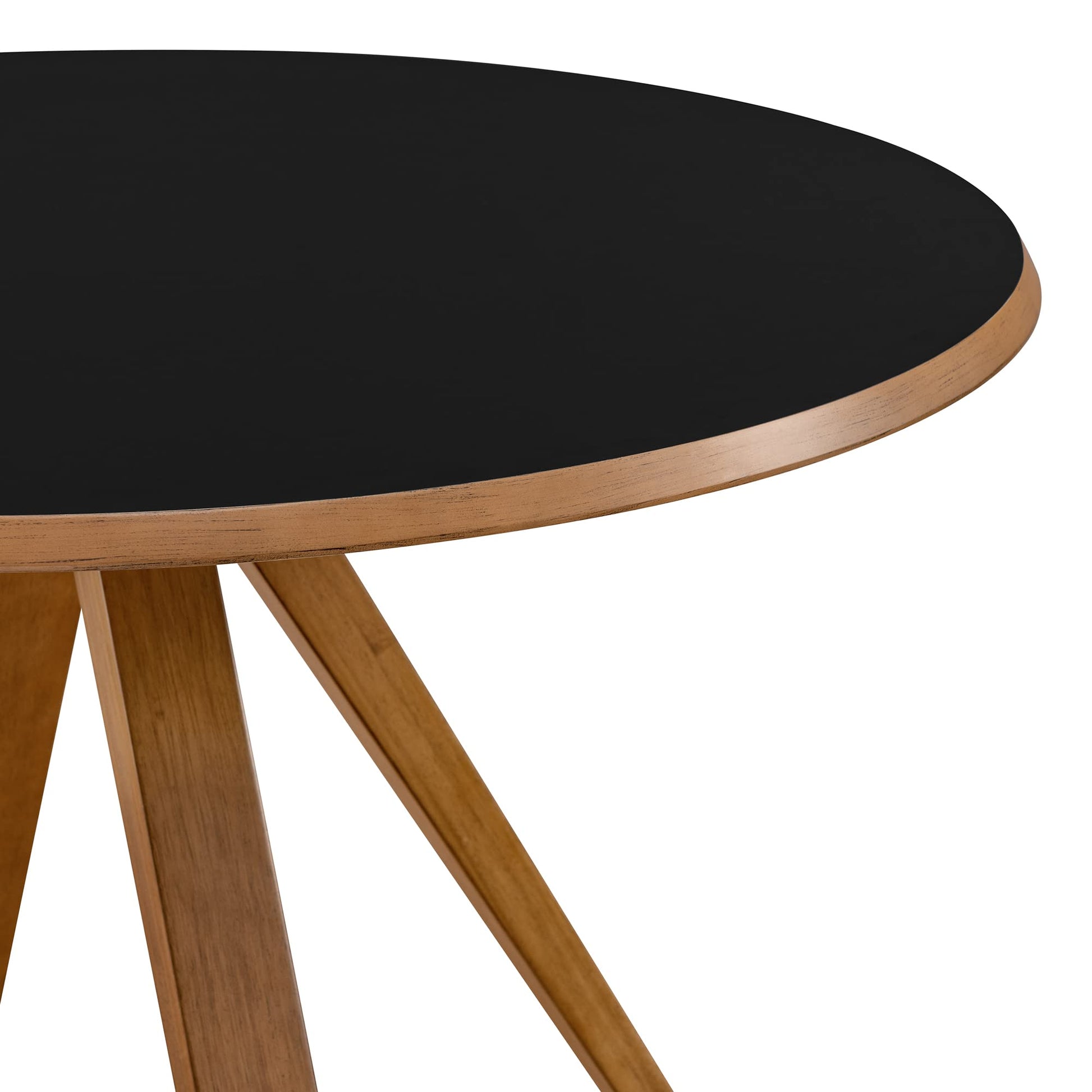 Walker Edison Cohen Minimalist Round 4-Person Dining Table, 48 Inch, Black/English Oak - WoodArtSupply