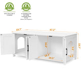 Homhedy Cat Litter Box Enclosure For 2 cats, Litter Box Furniture Hidden with Double Room,Wooden Cat Washroom Furniture,Cat House,47.2”L x 19.7”W x 19.7”H,White Homhedy