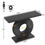 Tribesigns Modern Console Table with Geometric Base, 40 inch Wood Entryway Table Sofa Table Narrow Long, Contemporary Accent Table for Living Room, Entryway, Hallway, Black Tribesigns
