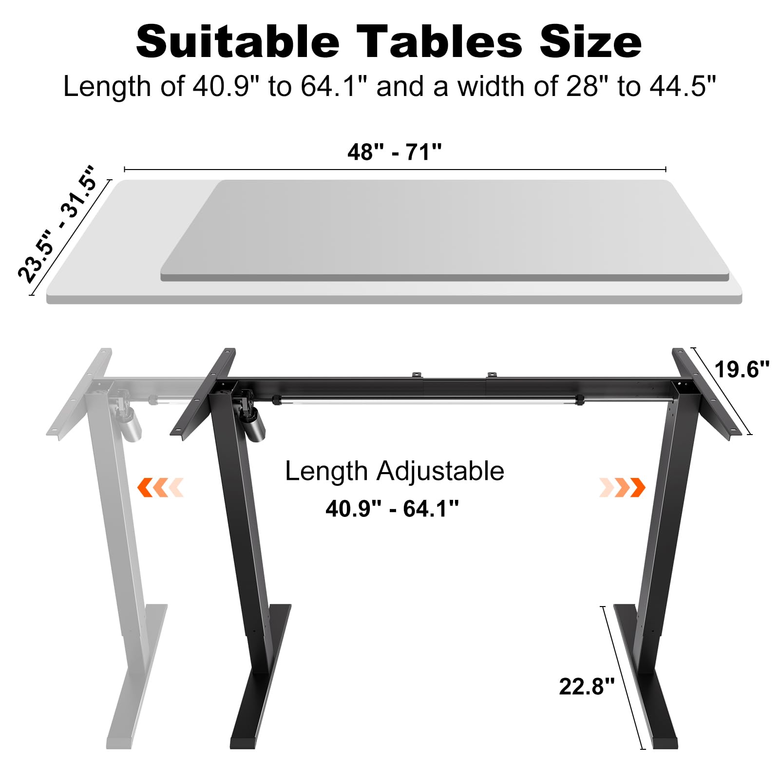 Win Up Time Standing Desk Frame - Standing Desk Legs, Adjustable Desk Frame, Sit Stand Desk Frame, Smart Controller System for 48''-70'' Desk Top,DIY Workstation (Black Frame Only) - WoodArtSupply