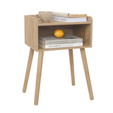 MaxSmeo Nightstand, Mid Century Modern Side Table Bedroom with Storage, Small End Bedside Table with Solid Wood Legs for Living Room, Office Small Spaces (Rustic Walnut) MaxSmeo