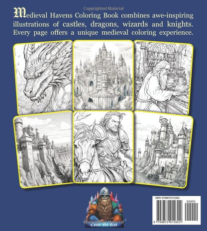 Medieval Havens: Coloring Book: Medieval Times: Magical: Castles: Knights: Dragons: Wizards