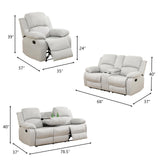 Dekmxas Living Room Furniture Sets 2PCS Fabric Recliner Sofa Set Modern Loveseat Couch Set Manual Reclining Sofa Set with Cup Holders/Storage Console for Living Room/Rv Car (Grey White, Sofa+Loveseat) Dekmxas