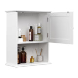 Wall-Mounted Storage Cabinet – Kitchen, Pantry, Laundry Room or Bathroom Organizer with Open Shelf – Bathroom Storage Furniture by Lavish Home (White) Lavish Home