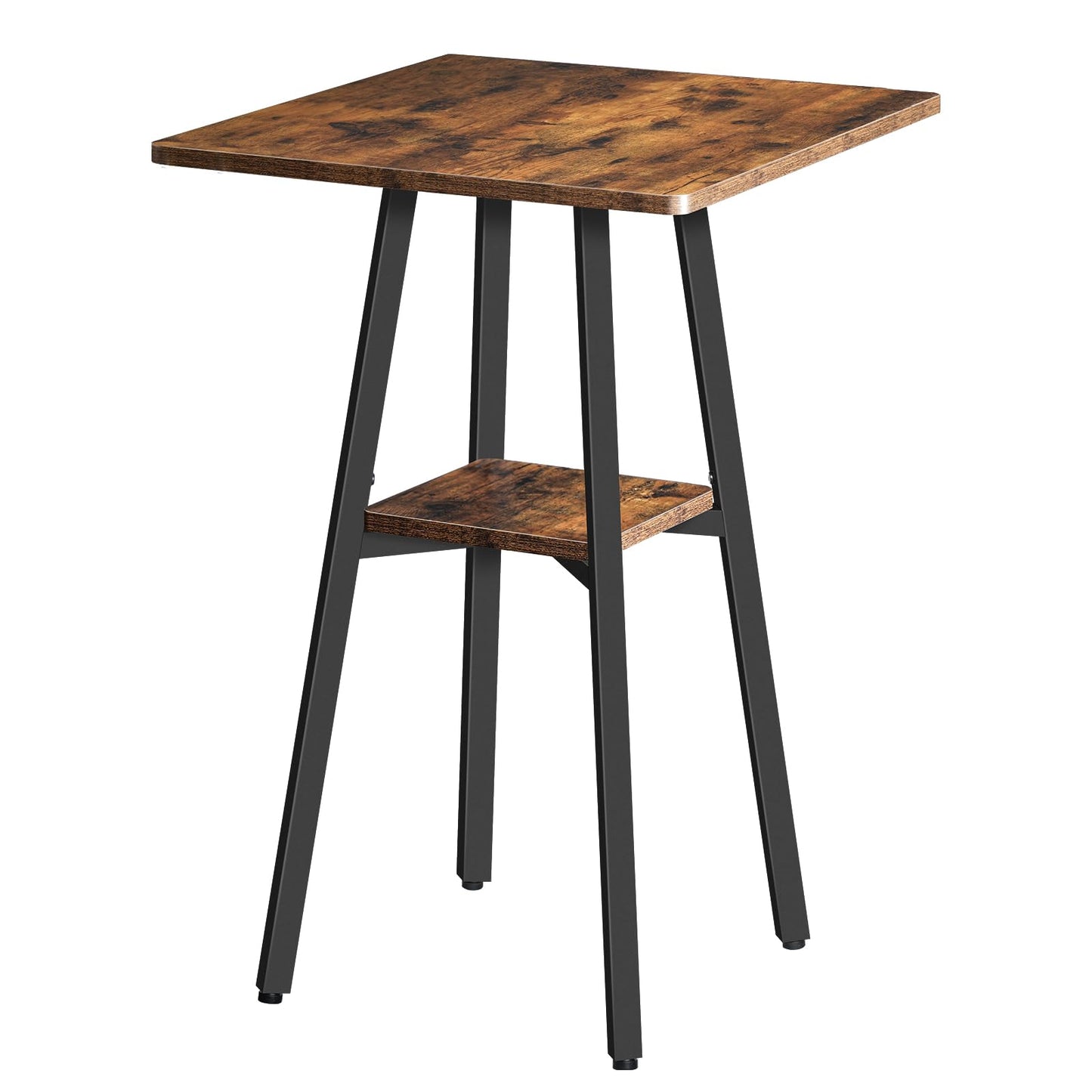 HOOBRO Rustic Brown 2-Tier High Top Pub Table with Storage and Easy Assembly - WoodArtSupply