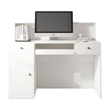 Reception Desk with Counter, Modern Front Table Equipped with Drawers & Keyboard Tray, 47.2-inch Checkout Counter with LED Lights & Power Outlets for Lobbies, Salons, Retail, Home Offices TUSY