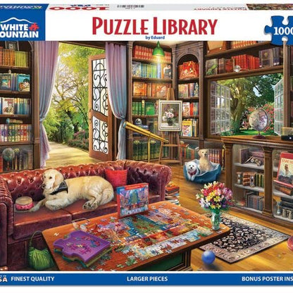 White Mountain Puzzle Library Book Puzzles for Adults Fun Spring Large Piece Jigsaw Puzzle for Grandparents Adult Family