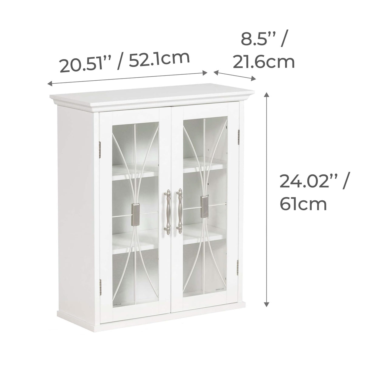 Teamson Home Delaney 20.5" x 24" 2-Door Removable Wall Cabinet with Adjustable Shelves, White Teamson Home