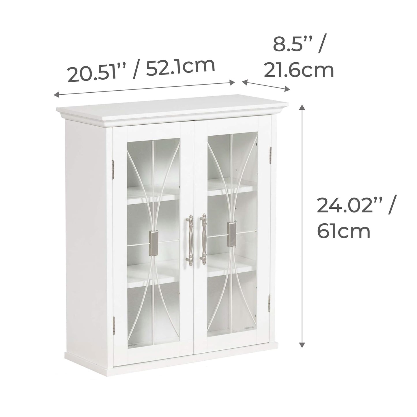 Teamson Home Delaney 20.5" x 24" 2-Door Removable Wall Cabinet with Adjustable Shelves, White