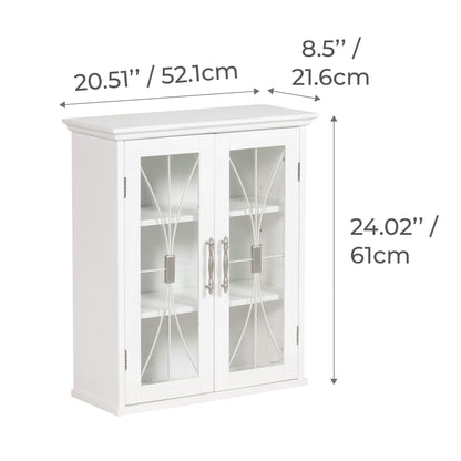 Teamson Home Delaney 20.5" x 24" 2-Door Removable Wall Cabinet with Adjustable Shelves, White