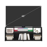 Furinno Jaya TV stand for up to 65 Inch TV, Gaming Enterteinment Center with LED Lights, Living Room Media Console Table, Americano Furinno