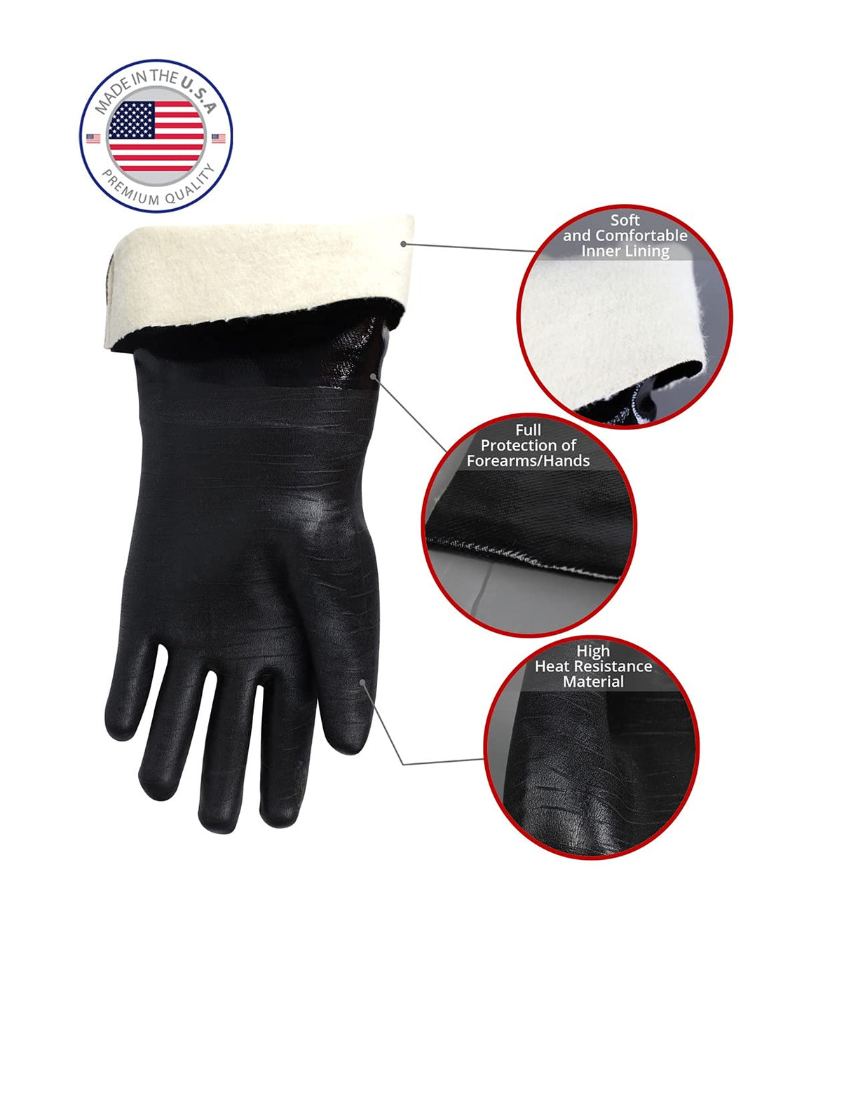 Artisan Griller BBQ, Smoker & Oven glove- Insulated Heat Resistant for Fryer & Kitchen. Great Barbecue Smoking Oyster Mitt–Turkey Fryer, Oil,Fire & Water resistant -(Size 10/XL – Black neoprene) ARTISAN GRILLER REDEFINING OUTDOOR COOKING