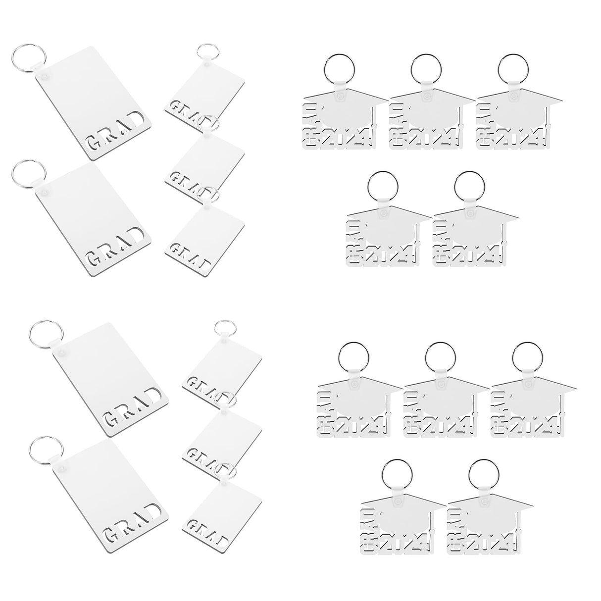 LUOZZY 20pcs Sublimation Keychain Blanks 2024 Sublimation Graduation Blanks Keychain 2024 Grad Photo Frame Keychains Graduation Cap Shaped Keychains Sublimation Blank LUOZZY