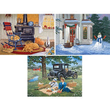 Bits and Pieces – Value Set of Three Large 300 Piece Jigsaw Puzzles for Adults – Seasons Themed Jigsaw Puzzles Designed by Artist John Sloane, Completed Puzzle Size: 18" x 24" Bits and Pieces