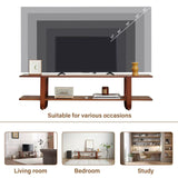 Welnow Bamboo TV Stand for Up to 65 Inch, Mid Century Modern Entertainment Center with 2-Tier Open Shelves, Storage Media Console Table for Living Room, Bedroom, Walnut Welnow