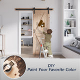 FREDBECK 30in x 80in Sliding Barn Door and 5FT Sliding Door Hardware Kit Included K Shape Solid Spruce Wood Panel for Bedroom Need to Assembly FREDBECK