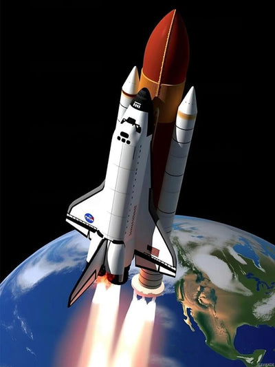 JXAVAXDE Launch Space Shuttle Diamond Painting Kits for Adult, Airplane Diamond Art, Full Round Gemstone Crystal Art Embroidery Handmade Kit 12x16 inch