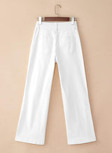 Sidefeel Womens Wide Leg Jeans Casual Baggy High Waisted Stretch Denim Pants Size 14 White Sidefeel