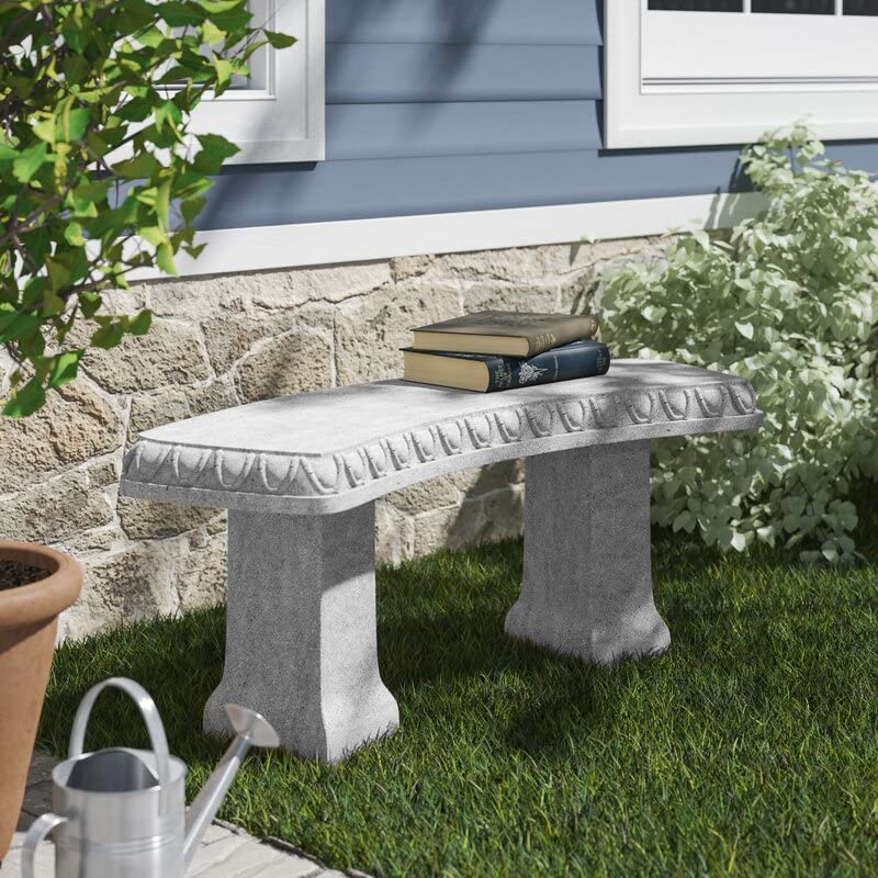 EMSCO Group Garden Bench – Natural Granite Appearance – Made of Resin – Lightweight – 12” Height Emsco Group